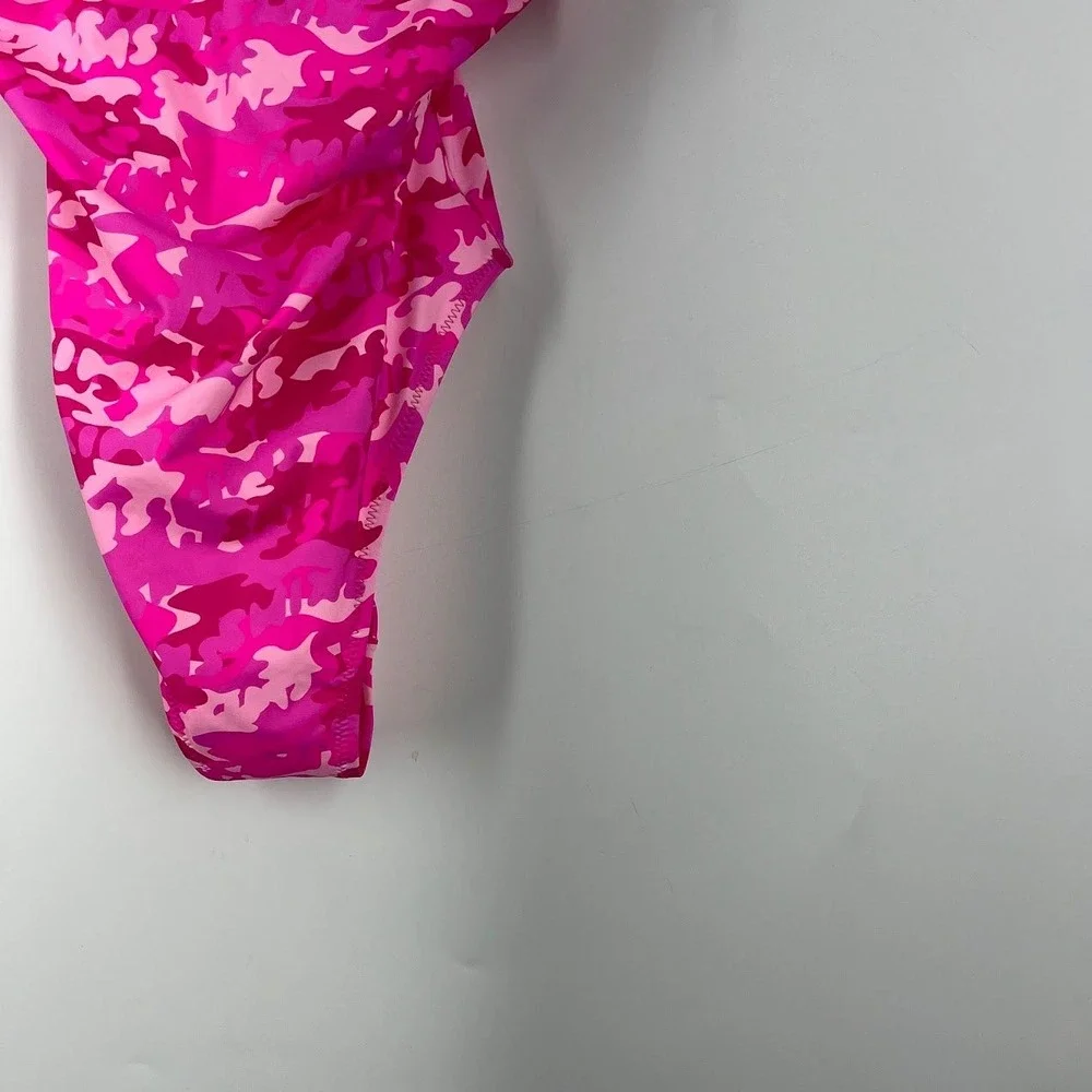 SKIMS Recycled Swim‎ Scoop Neck One Piece Pink Camo Swimsuit Women's M NWT